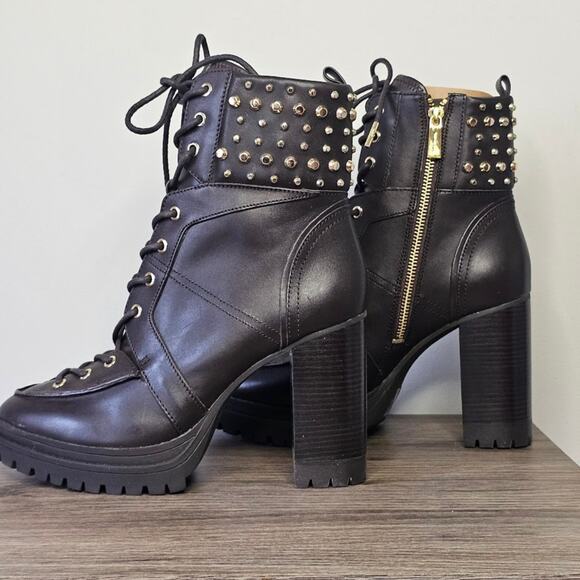 MICHAEL Michael Kors Shoes - Michael Michael Kors Women's Yvonne Studded Leather Boot Size 9 Chocolate NWT